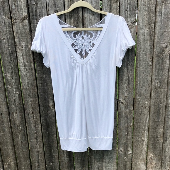 Charlotte Russe White Tee w/Lace Back - Picture 2 of 5